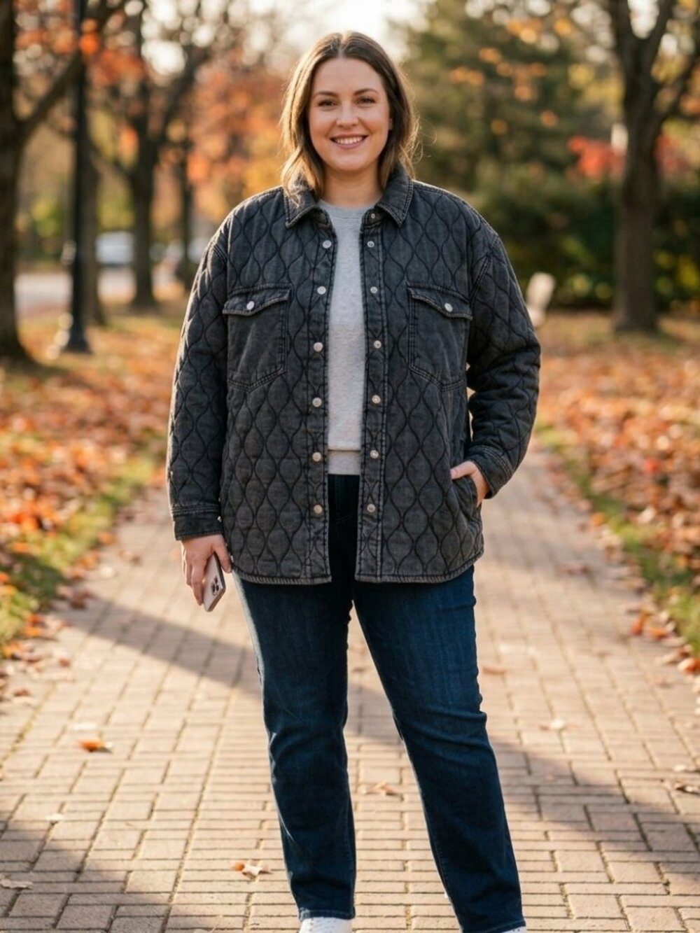 Pepe Jeans Quilted Denim Shirt Jacket – Charcoal Shacket NWT - Size XL